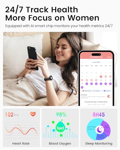 Fitness Watch for Women Men, [Lightweight] Health Fitness Tracker Smart Watches for iPhone ＆ Android [Calls/Answer], Activity Trackers and Smartwatches, Heart Rate Monitor, 70 Sport Modes, Waterproof