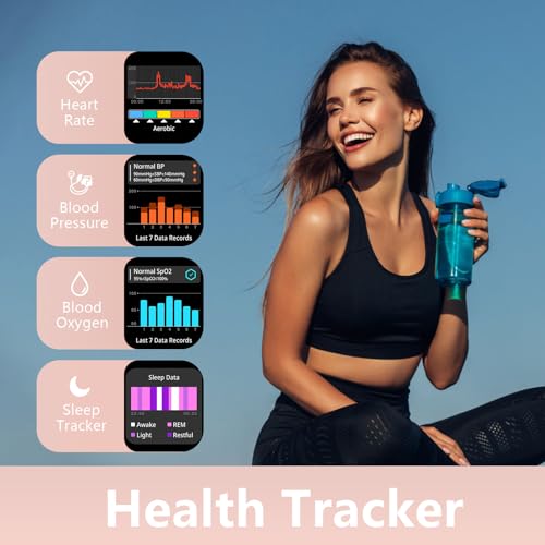 Blood Pressure Watch, Smart Watch, Smart Watches for Men (Answer/Make Call), Waterproof Smart Watch for Android and iOS, 2.01" HD Sports Fitness Tracker with Blood Pressure Tracker, Pink