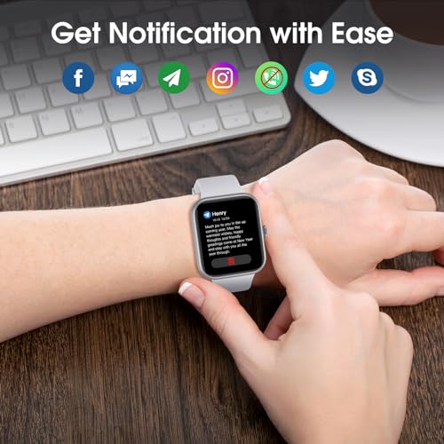 TYKOIT Smart Watch, Fitness Tracker Watch with 45 mm Touchscreen, Heart Rate Monitor, Blood Oxygen, Sleep Tracking Fitness Watch 5ATM Waterproof Smartwatch for Women Men Compatible with Android iOS
