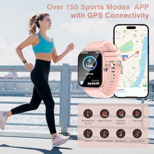 Blood Pressure Watch, Smart Watch, Smart Watches for Men (Answer/Make Call), Waterproof Smart Watch for Android and iOS, 2.01" HD Sports Fitness Tracker with Blood Pressure Tracker, Pink