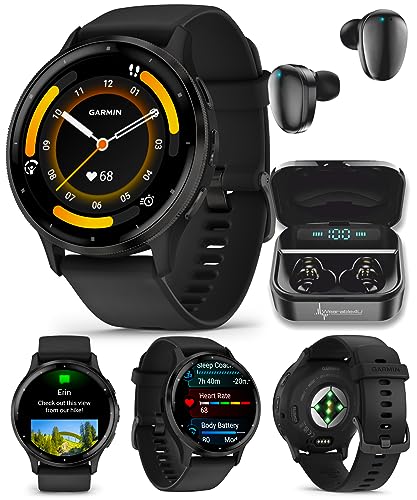 Wearable4U - Garmin Venu 3 GPS Smartwatch AMOLED Display 45 mm Watch, Advanced Health and Fitness Features, Up to 14 Days of Battery, Wheelchair Mode, Sleep Coach, Black with Black Earbuds Bundle