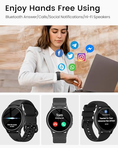 Fitness Watch for Women Men, [Lightweight] Health Fitness Tracker Smart Watches for iPhone ＆ Android [Calls/Answer], Activity Trackers and Smartwatches, Heart Rate Monitor, 70 Sport Modes, Waterproof