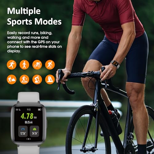 TYKOIT Smart Watch, Fitness Tracker Watch with 41 mm Touchscreen, Heart Rate Monitor, Blood Oxygen, Sleep Tracking Fitness Watch 5ATM Waterproof Smartwatch for Women Men Compatible with Android iOS