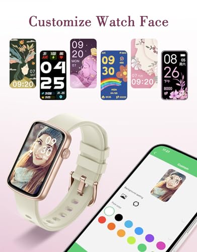 SHANG WING Smart Watches for Women Compatible with iPhone Android Phones, LYNN2 Women's Watch Fitness Tracker Watch with Heart Rate Monitor Pedometer Sleep Tracker Waterproof Milky White