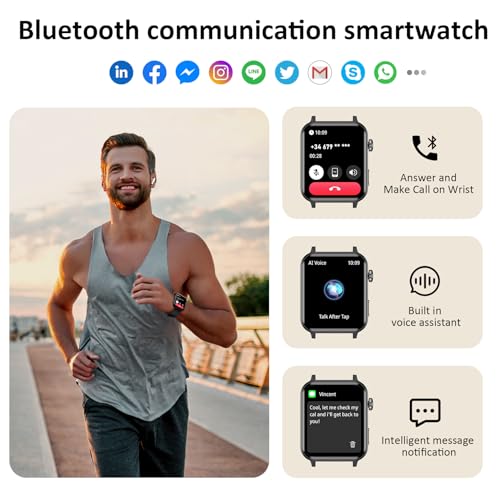 Fitness Tracker, 2024 SmartWatch for man women(Answer/Make Calls) 1.85" Smart Watch with 24/7 Heart Rate,Spo2,SleepTracker,100+Sport,Pedometer,IP68 Waterproof Activity Trackers for Android iPhone