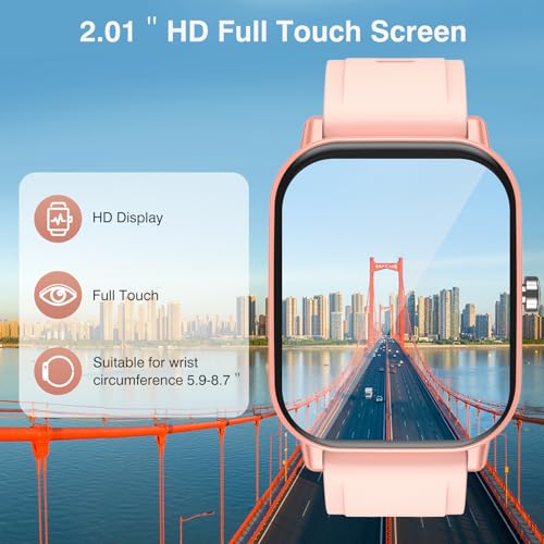 Blood Pressure Watch, Smart Watch, Smart Watches for Men (Answer/Make Call), Waterproof Smart Watch for Android and iOS, 2.01" HD Sports Fitness Tracker with Blood Pressure Tracker, Pink