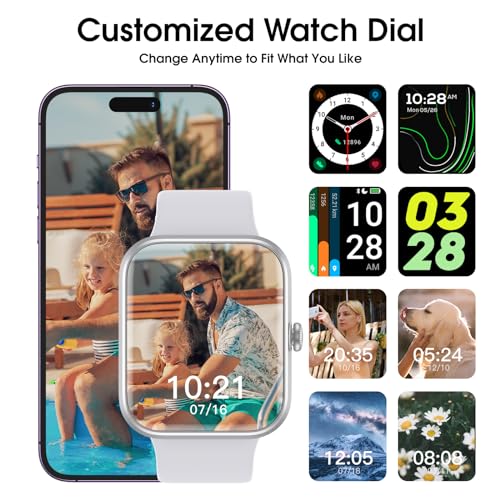 TYKOIT Smart Watch, Fitness Tracker Watch with 45 mm Touchscreen, Heart Rate Monitor, Blood Oxygen, Sleep Tracking Fitness Watch 5ATM Waterproof Smartwatch for Women Men Compatible with Android iOS