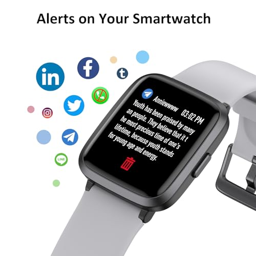 TYKOIT Smart Watch, Fitness Tracker Watch with 41 mm Touchscreen, Heart Rate Monitor, Blood Oxygen, Sleep Tracking Fitness Watch 5ATM Waterproof Smartwatch for Women Men Compatible with Android iOS