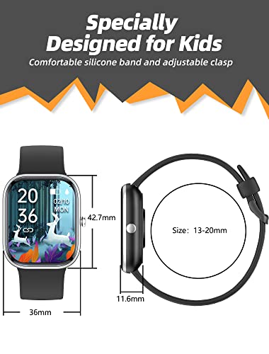 Kids Smart Watch for Girls,IP68 Waterproof Kids Fitness Tracker Watch with 1.5 Inch DIY Face,Heart Rate Sleep Monitor,19 Sport Modes,Calories Counter,Alarm Clock,Great Gifts for Children 6+ (Black)