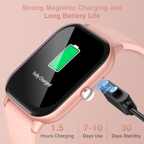 Blood Pressure Watch, Smart Watch, Smart Watches for Men (Answer/Make Call), Waterproof Smart Watch for Android and iOS, 2.01" HD Sports Fitness Tracker with Blood Pressure Tracker, Pink