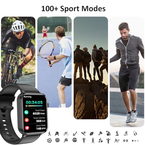 Fitness Tracker, 2024 SmartWatch for man women(Answer/Make Calls) 1.85" Smart Watch with 24/7 Heart Rate,Spo2,SleepTracker,100+Sport,Pedometer,IP68 Waterproof Activity Trackers for Android iPhone
