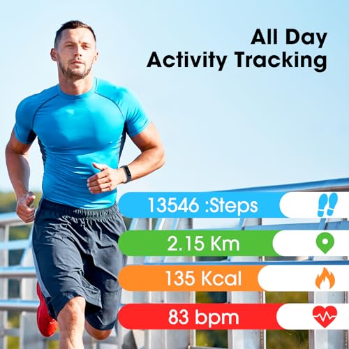 Stiive Fitness Tracker with Heart Rate Monitor, Blood Oxygen, Step Counter Activity Tracker with Pedometer, Sleep Tracking, Calories, IP68 Waterproof Smartwatches for Women Men