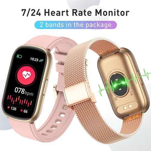 KALINCO Slim Fitness Tracker, Smart Watch with Heart Rate, Blood Oxygen, Blood Pressure and Sleep Monitor, Activity Tracker Pedometer, Calories Step Counter for Women Men, 2 Bands Included