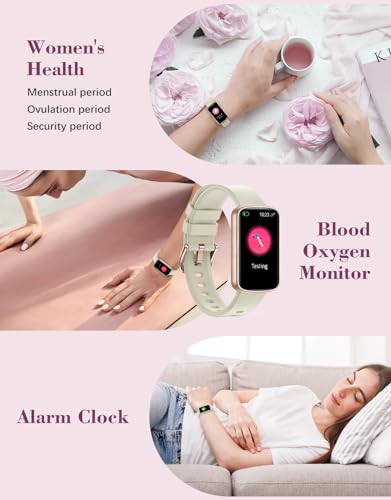 SHANG WING Smart Watches for Women Compatible with iPhone Android Phones, LYNN2 Women's Watch Fitness Tracker Watch with Heart Rate Monitor Pedometer Sleep Tracker Waterproof Milky White