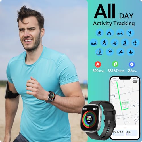 anyloop Smart Watch(Answer/Make Call), 1.83'' HD Smart Watches for Men Women, IP68 Waterproof Fitness Tracker with Heart Rate Blood Oxygen Sleep Monitor Step Calorie Counter Pedometer for Android iOS
