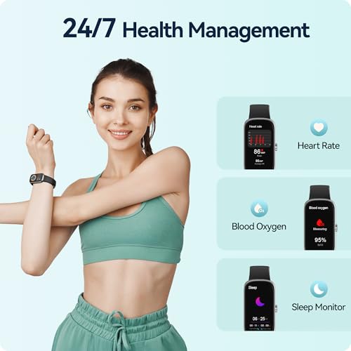 Health Fitness Tracker, 24/7 Heart Rate/SpO2/Sleep Monitor, Activity Trackers & Smart Watches with Step Calorie Counter Pedometer, 21-Day Battery, IP68 Waterproof Fitness Watches for Women Men