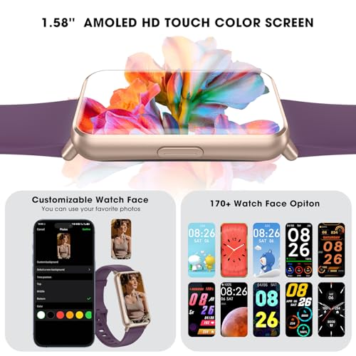 Fitness Tracker for Women Men, No App/Phone Required, 1.58" Smart Watch AMOLED Screen, 24/7 Heart Rate Blood Oxygen, Sleep Tracker, 50M Waterproof Activity Tracker with Pedometer for Andriod iPhone