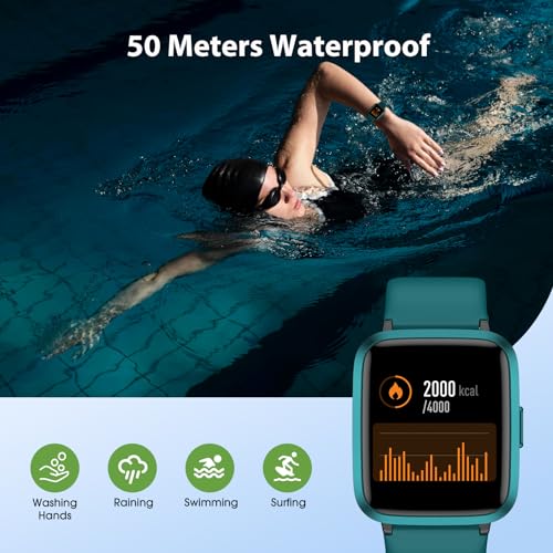 Imzuc Fitness Tracker Watch, Step Tracker with Heart Rate, Blood Oxygen Sleep Monitor, 5ATM Waterproof Pedometer, Step Calorie Counter, Health Fitness Watch for Sports, Activity Tracker for Women Men