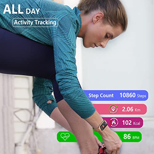 FITVII Slim Fitness Tracker with Blood Oxygen, Blood Pressure, 24/7 Heart Rate and Sleep Tracking, IP68 Waterproof Activity Trackers and Smart Watches with Step Tracker, Pedometer for Women Kids