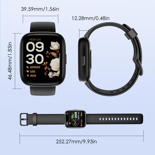 KEEPONFIT Smart Watch, 1.83" Touch Screen Smartwatch with Alexa Built-in IP68 Waterproof, Pedometer,Fitness Tracker with 100 Sports Modes Heart Rate/SpO2/Stress/Sleep Monitor for Men and Women