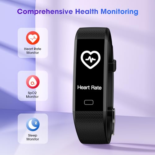 LIVIKEY Fitness Tracker with Heart Rate Monitor, Fitness Watch & Pedometer, with Steps Calories Counter Sleep Tracker IP67 Waterproof, Smart Watch Compatible with Android iOS for Women Men