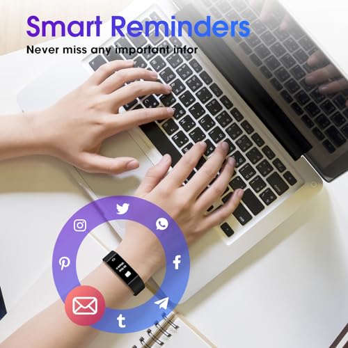 LIVIKEY Fitness Tracker with Heart Rate Monitor, Fitness Watch & Pedometer, with Steps Calories Counter Sleep Tracker IP67 Waterproof, Smart Watch Compatible with Android iOS for Women Men