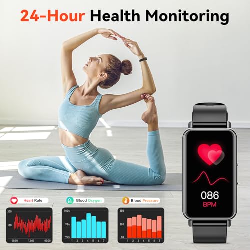 𝟐𝟎𝟐𝟒 Upgraded Fitness Tracker (Answer/Make Calls), 1.47" Smart Watch with 24/7 Heart Rate/Blood Pressure/Sleep Monitor, 100+ Sports Modes Activity Trackers, for Android and iPhone Women Men Black