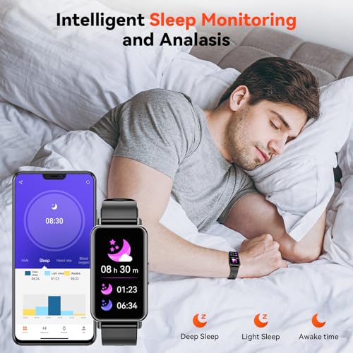 𝟐𝟎𝟐𝟒 Upgraded Fitness Tracker (Answer/Make Calls), 1.47" Smart Watch with 24/7 Heart Rate/Blood Pressure/Sleep Monitor, 100+ Sports Modes Activity Trackers, for Android and iPhone Women Men Black