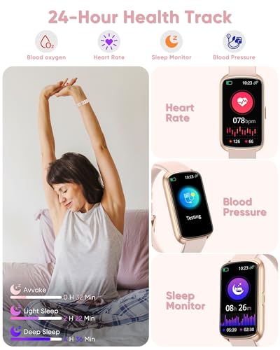 Smart Watch, 1.47" Health Fitness Tracker with 24/7 Heart Rate,Blood Pressure,Blood Oxygen Monitor,Sleep Tracker,Pedometer, IP68 Waterproof Activity Trackers Compatible with Android&iPhone Women Men