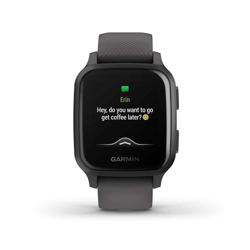 Garmin 010-02427-00 Venu Sq, GPS Smartwatch with Bright Touchscreen Display, Up to 6 Days of Battery Life, Slate (Renewed)