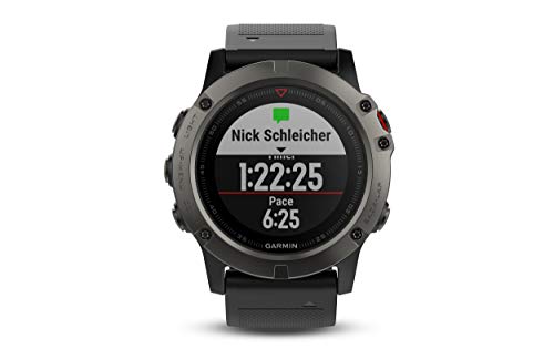 Garmin fēnix 5X, Premium and Rugged Multisport GPS Smartwatch, features Topo U.S. Mapping, Slate Gray, (Renewed)