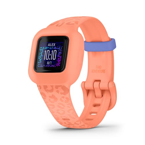 Garmin vívofit® jr. 3 Kids Fitness Tracker, Peach Leopard, Up to 1 Year Battery Life, Swim-Friendly, Activity Unlocks Adventure
