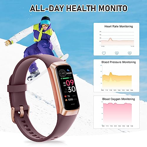 Fitness Tracker for Women with Heart Rate, Step Counter, Sleep Tracking, Calorie Tracking, Activity Tracker with 1.1" AMOLED Touch Color Screen, Waterproof Step Tracker for Android iPhones Women Men