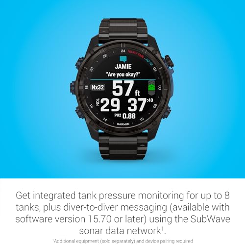 Garmin Descent™ Mk3i, Dive Computer and Multisport GPS Smartwatch, Air Integration, Black Titanium