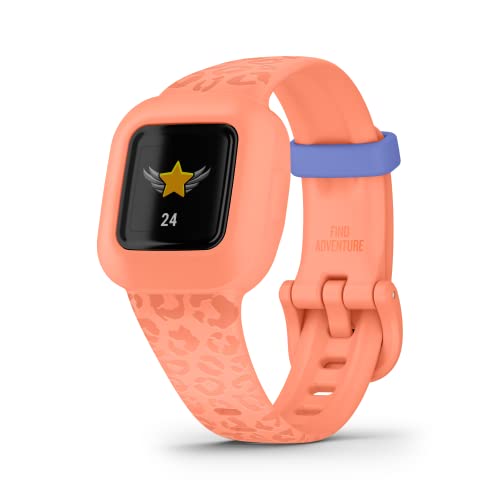 Garmin vívofit® jr. 3 Kids Fitness Tracker, Peach Leopard, Up to 1 Year Battery Life, Swim-Friendly, Activity Unlocks Adventure