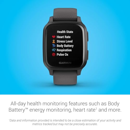 Garmin 010-02427-00 Venu Sq, GPS Smartwatch with Bright Touchscreen Display, Up to 6 Days of Battery Life, Slate (Renewed)