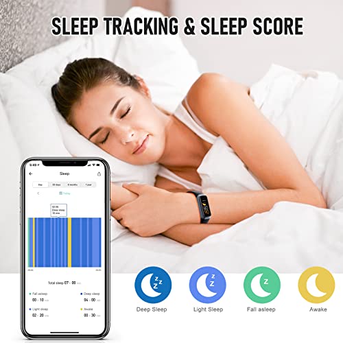 Fitness Tracker, 1.10" Step Tracker with 24/7 Heart Rate, Blood Pressure, Step Counter Pedometer for Android iOS, Activity Tracker with Sleep Tracker, Smartwatch, Pedometer Watch for Women Men Kids