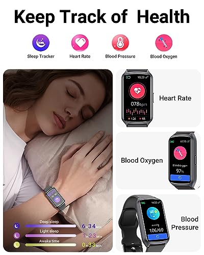 Health Fitness Tracker with 24/7 Heart Rate, Blood Oxygen, Blood Pressure, Sleep Tracker, 5ATM Waterproof Activity Trackers with Step Tracker, Pedometer (S & L Bands Included)…