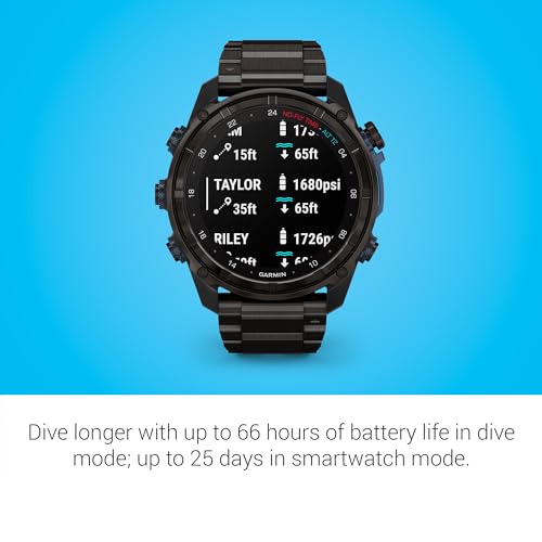 Garmin Descent™ Mk3i, Dive Computer and Multisport GPS Smartwatch, Air Integration, Black Titanium