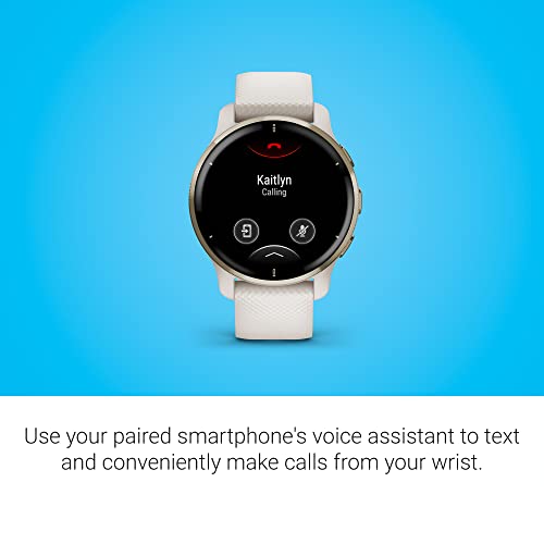 Garmin Venu 2 Plus, GPS Smartwatch with Call and Text, Advanced Health Monitoring and Fitness Features, Light Gold with Ivory Band (Renewed)