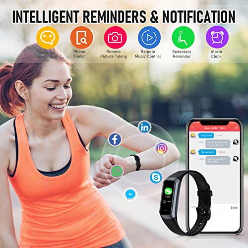 Fitness Tracker, 1.10" Step Tracker with 24/7 Heart Rate, Blood Pressure, Step Counter Pedometer for Android iOS, Activity Tracker with Sleep Tracker, Smartwatch, Pedometer Watch for Women Men Kids