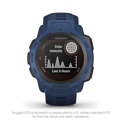 Garmin - Instinct Solar Rugged GPS Smartwatch 45mm - Tidal Blue (Renewed)