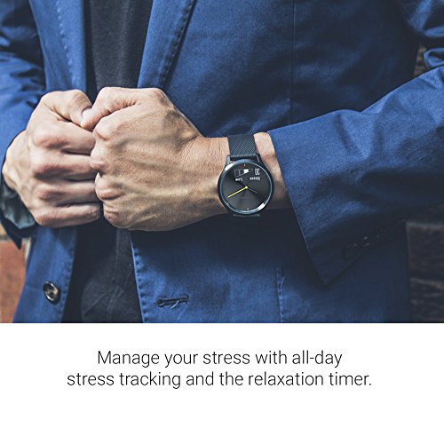 Garmin vivomove HR, Hybrid Smartwatch for Men and Women, Onyx Black with Light Tan Suede Band