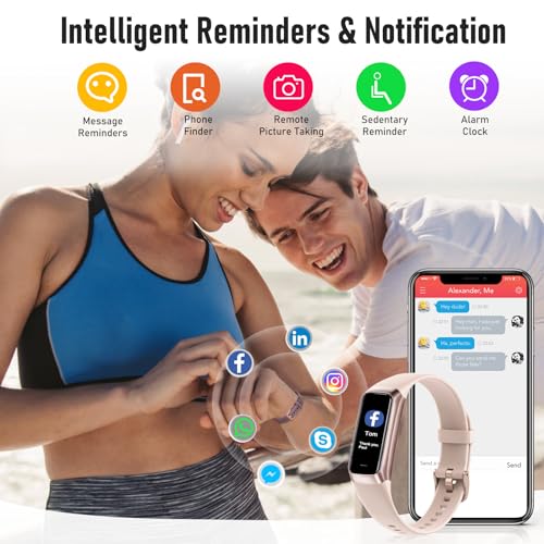 Zeacool Fitness Tracker with 24/7 Heart Rate, Blood Oxygen Blood Pressure Sleep Monitor, Activity Trackers 5 ATM Waterproof,Step Calorie Counter Pedometer Health Smart Watch for Women Men(Pink)