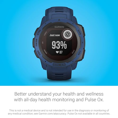 Garmin - Instinct Solar Rugged GPS Smartwatch 45mm - Tidal Blue (Renewed)