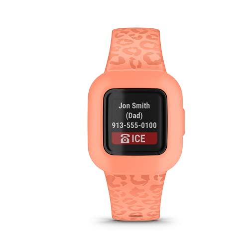 Garmin vívofit® jr. 3 Kids Fitness Tracker, Peach Leopard, Up to 1 Year Battery Life, Swim-Friendly, Activity Unlocks Adventure