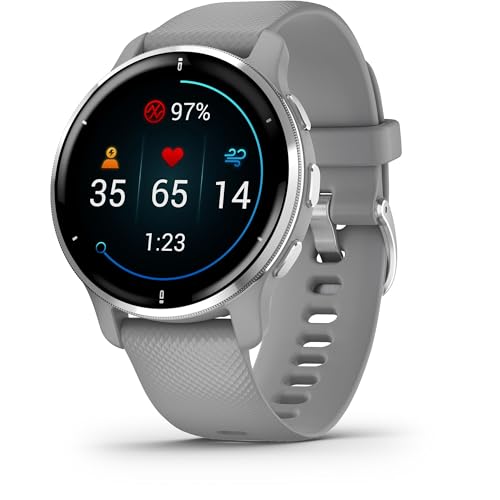 Garmin Venu 2 Plus, GPS Smartwatch with Call and Text, Advanced Health Monitoring and Fitness Features, Silver with Gray Band