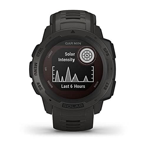 Garmin Instinct Solar, Solar-Powered Rugged Outdoor Smartwatch, Built-in Sports Apps and Health Monitoring, Graphite (Renewed)