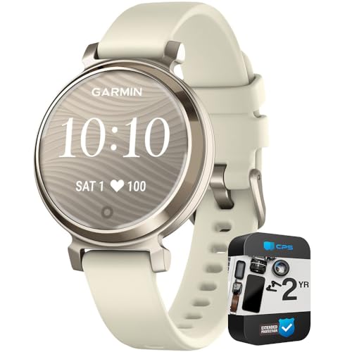 Garmin 010-02839-00 Lily 2 Smartwatch Cream Gold with Coconut Silicone Band Bundle with 2 YR CPS Enhanced Protection Pack