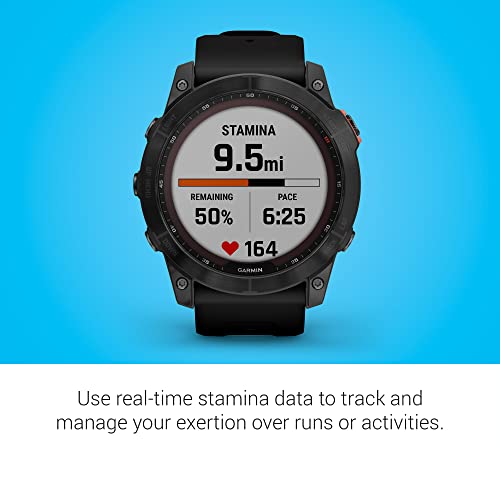 Garmin fenix 7X Solar, Larger sized adventure smartwatch, with Solar Charging Capabilities, touchscreen outdoor watch with GPS, Slate Gray/Black Band (Renewed)